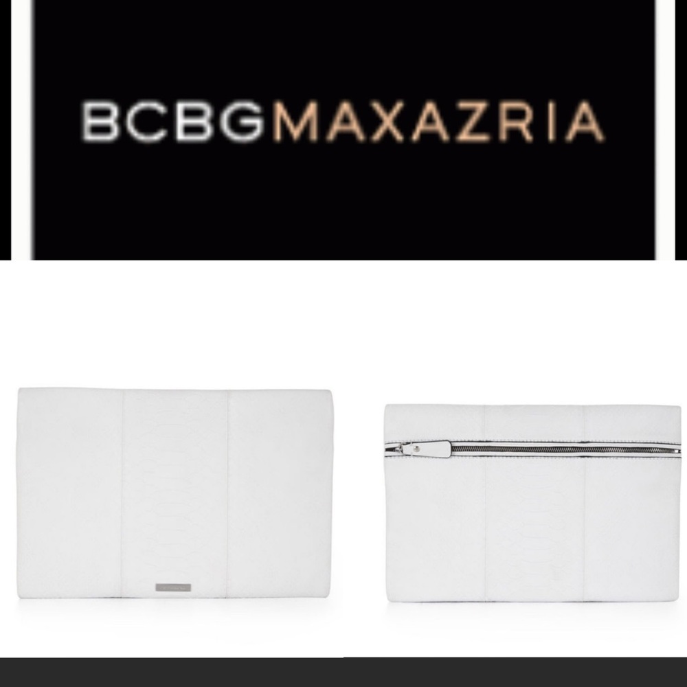 New 💕 Bcbgmaxazria white zip clutch 💕